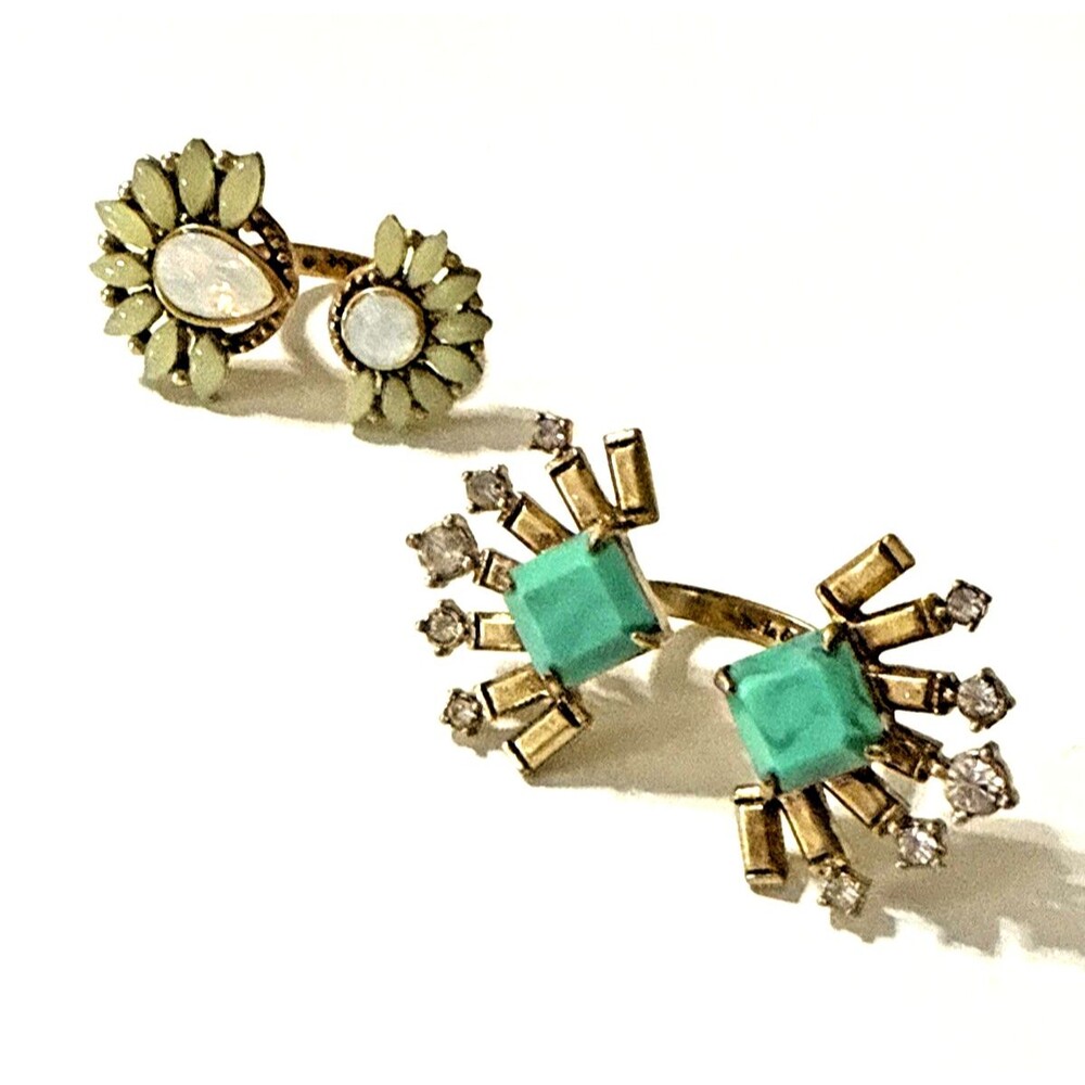 Stella & Dot VEDA and ZINNIA Rings Size 6.5 Boho Gold Tone Lot of 2